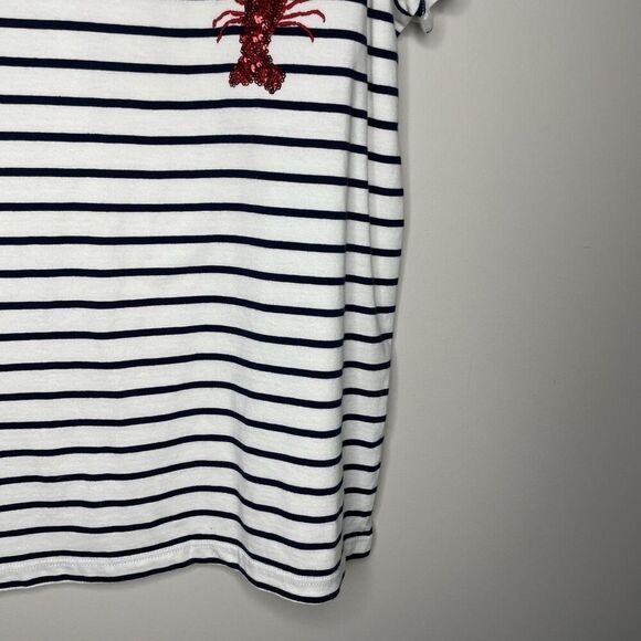J.CREW Embellished Lobster Tee Women Large Striped NEW Sequin Nautical BY963 - Picture 5 of 14